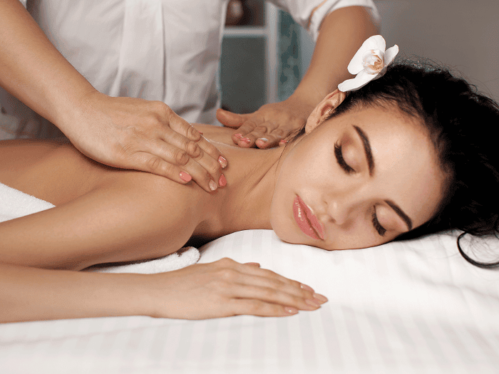 - Tranquil A woman having a massage Venice, CA at her home in